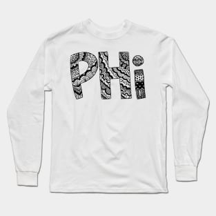 Phi Letter Doodle Pattern Long Sleeve T-Shirt